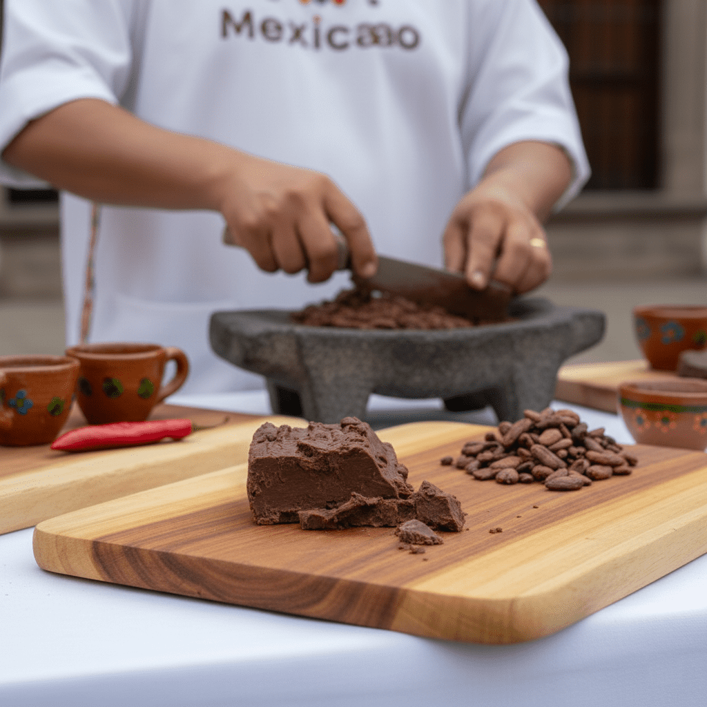 cacao sobre tablita de madera